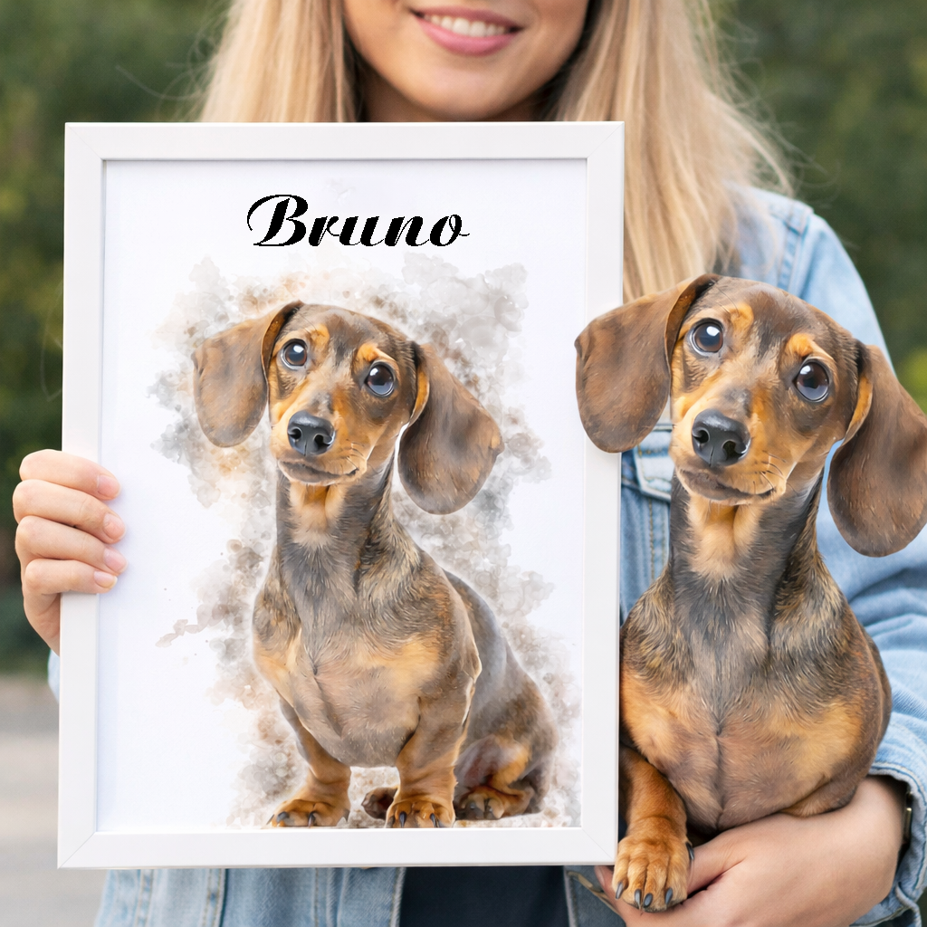 Turn Your Pet’s Photo Into a Hand-Drawn Portrait - Ready to Hang