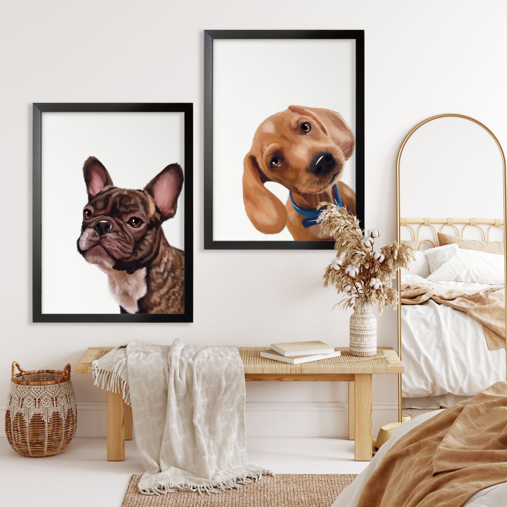 Custom Dog Portrait From Photo Digital Hand Painted On Tablet