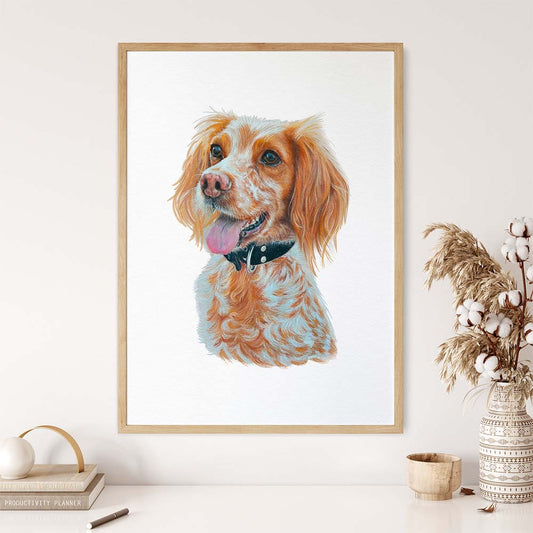 Personalized Dog Portrait From Photo, Colored Pencils, 100% Hand Painting