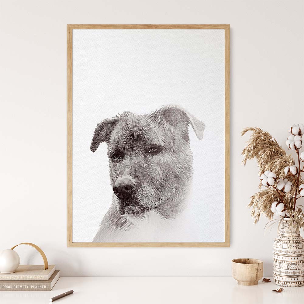 GRAPHITE-PENCILS Personalized Pet Portrait From Photo 100% Hand-Painted