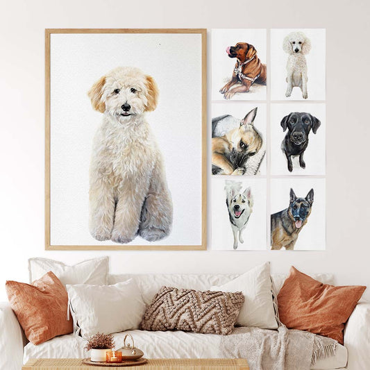 FULL-BODY Pet Portrait From Photo 100% Watercolor Hand Painting