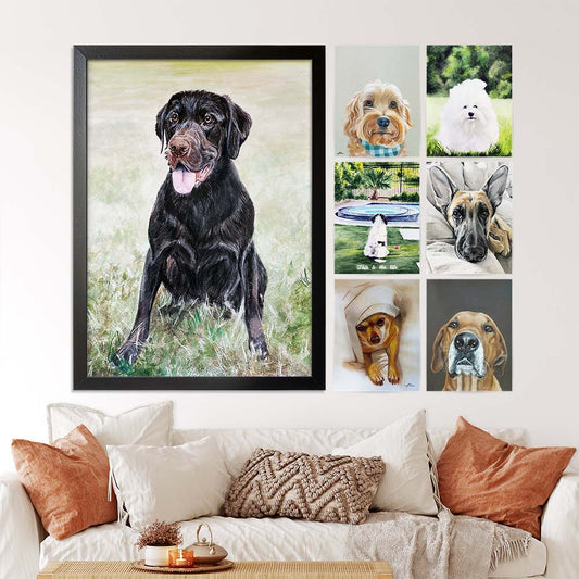 Custom Pet Portrait WITH BACKGROUND From Photo 100% Hand Painted