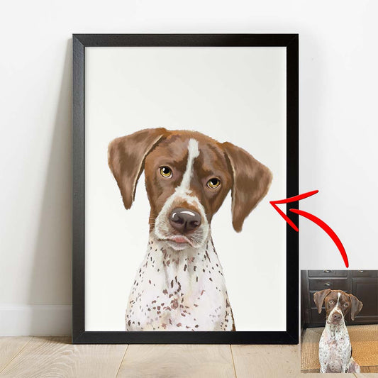 Custom Dog Portrait From Photo Digital Hand Painted On Tablet