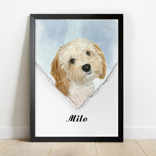 Modern Custom Dog Portrait From Photo 100% Watercolor Hand Painting