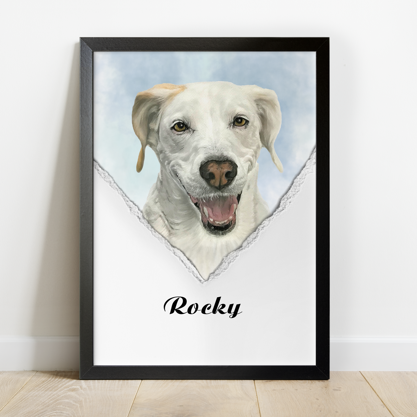 Modern Custom Dog Portrait From Photo 100% Watercolor Hand Painting