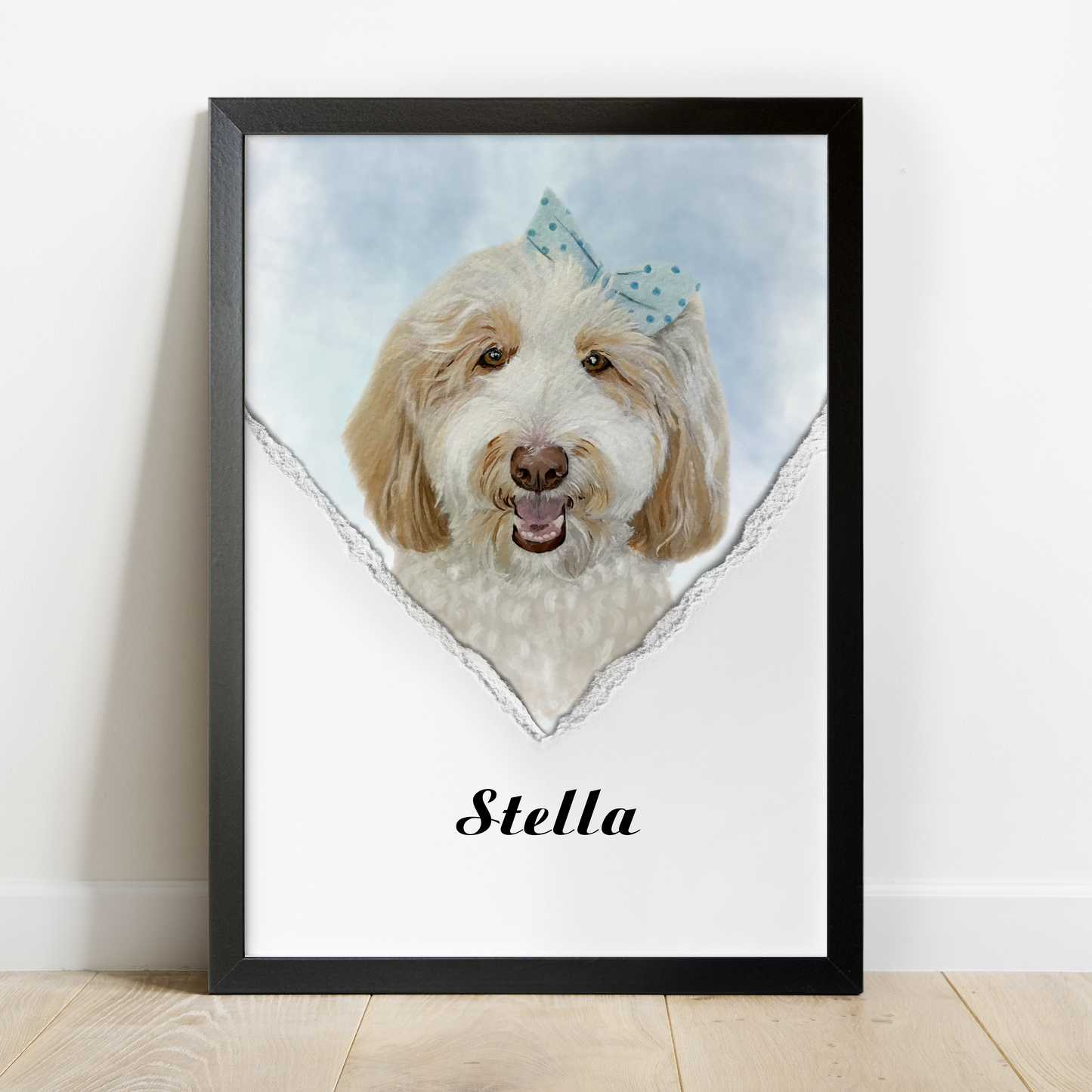 Modern Custom Dog Portrait From Photo 100% Watercolor Hand Painting