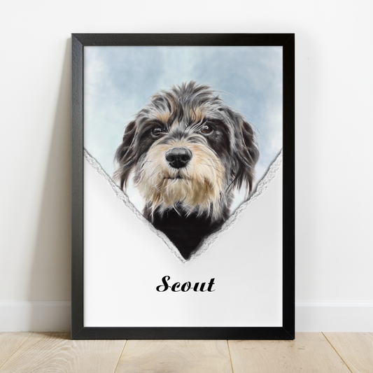 Modern Custom Dog Portrait From Photo 100% Watercolor Hand Painting