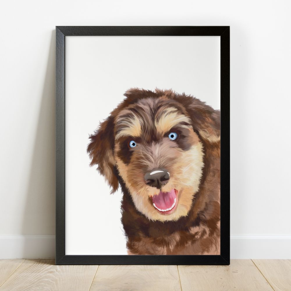 Custom Dog Portrait From Photo Digital Hand Painted On Tablet