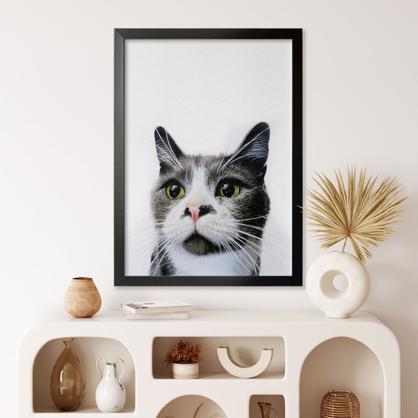 Custom Cat Portrait From Photo 100% Watercolor Hand Painting Peekaboo