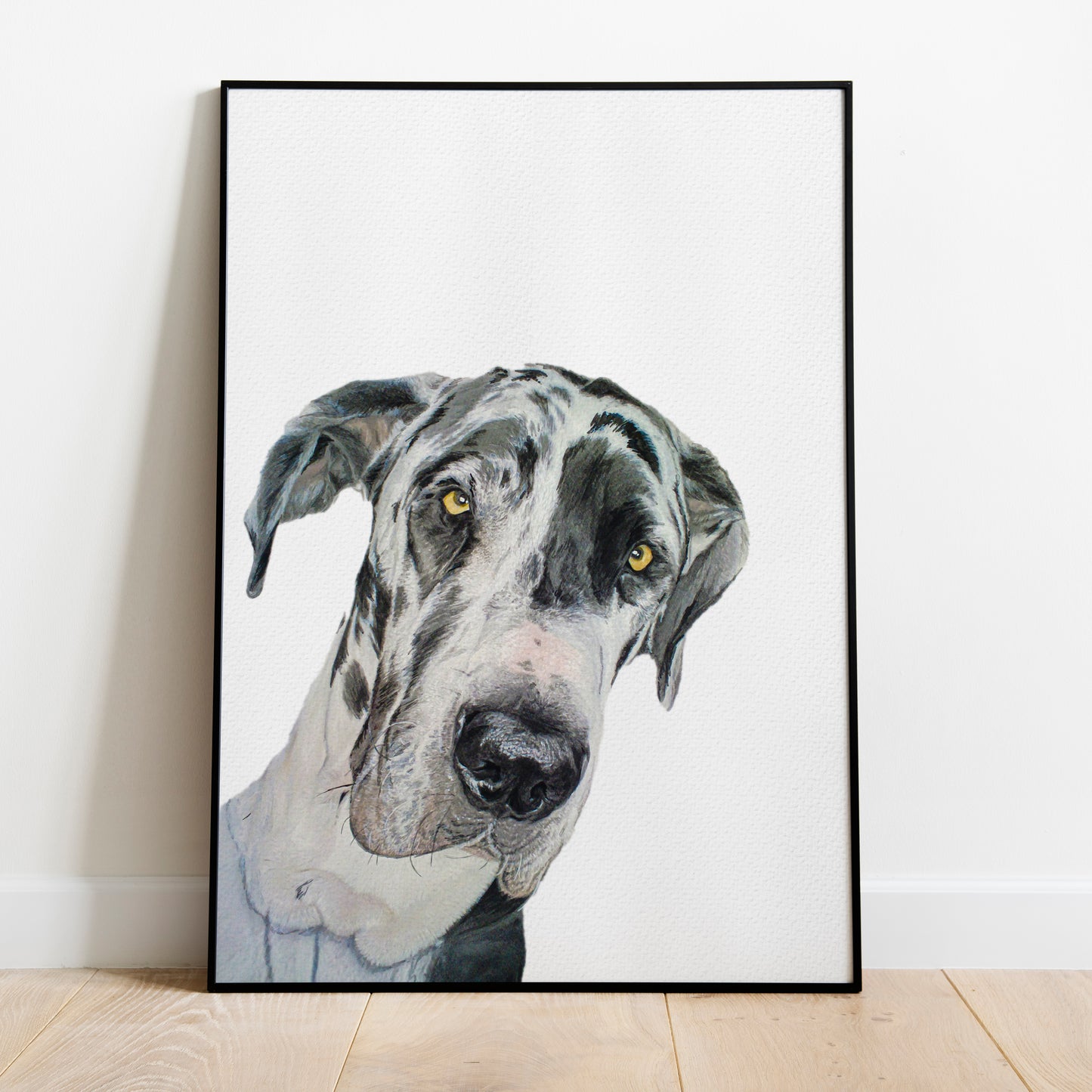 Corner Peekaboo Custom Dog Portrait From Photo 100% Watercolor Hand Painted