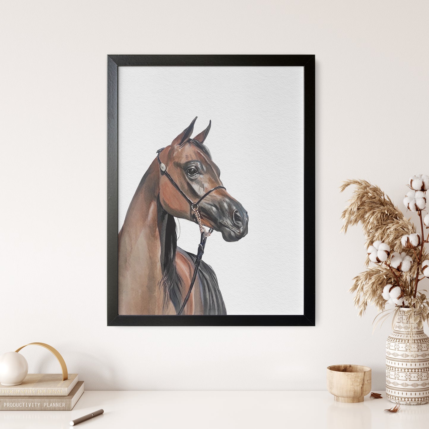 Custom Horse Portrait From Photo 100% Watercolor Hand Painting Peekaboo