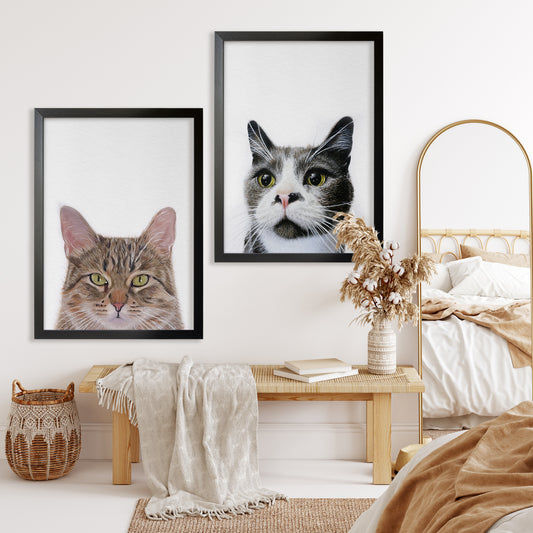 Custom Cat Portrait From Photo 100% Watercolor Hand Painting Peekaboo