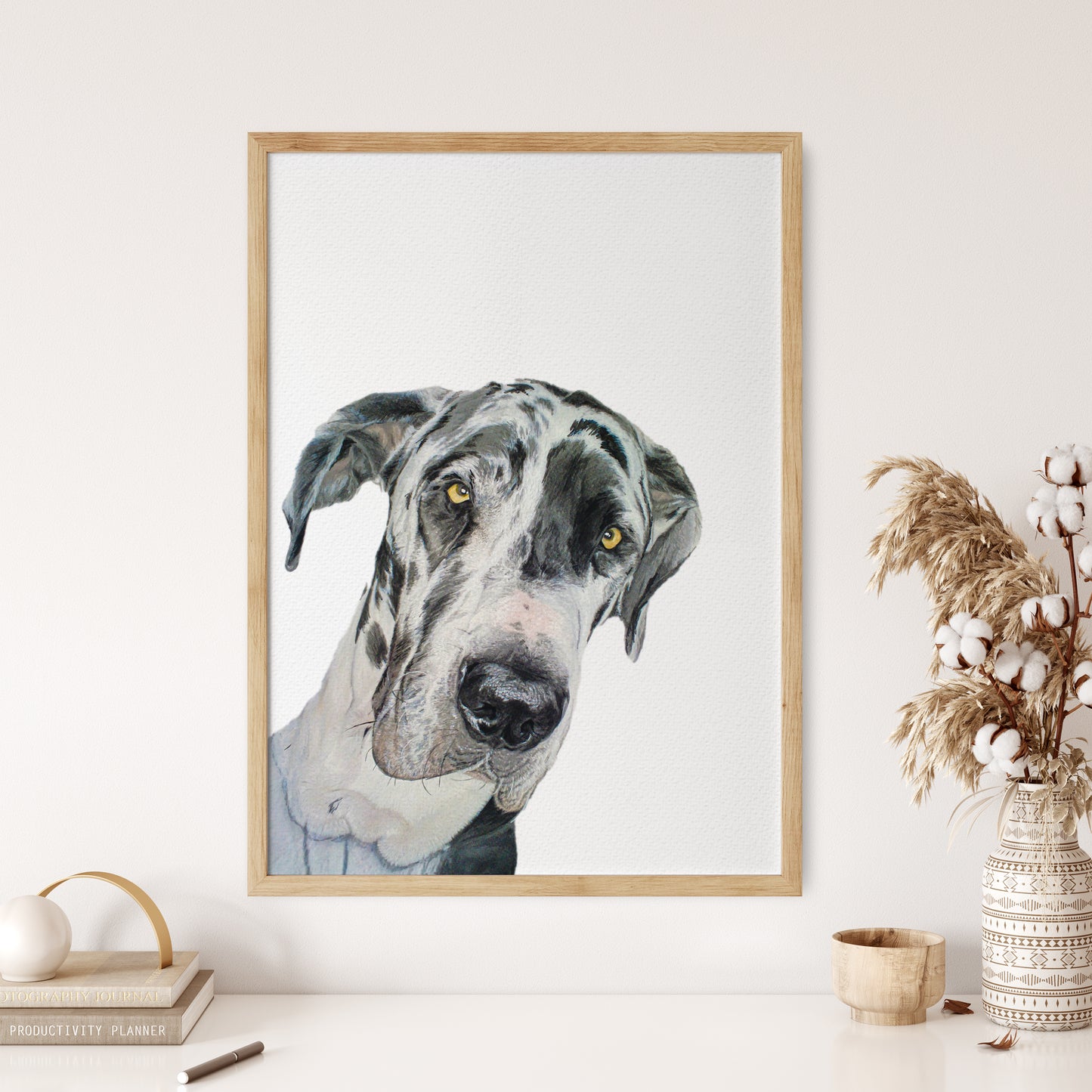 Corner Peekaboo Custom Dog Portrait From Photo 100% Watercolor Hand Painted