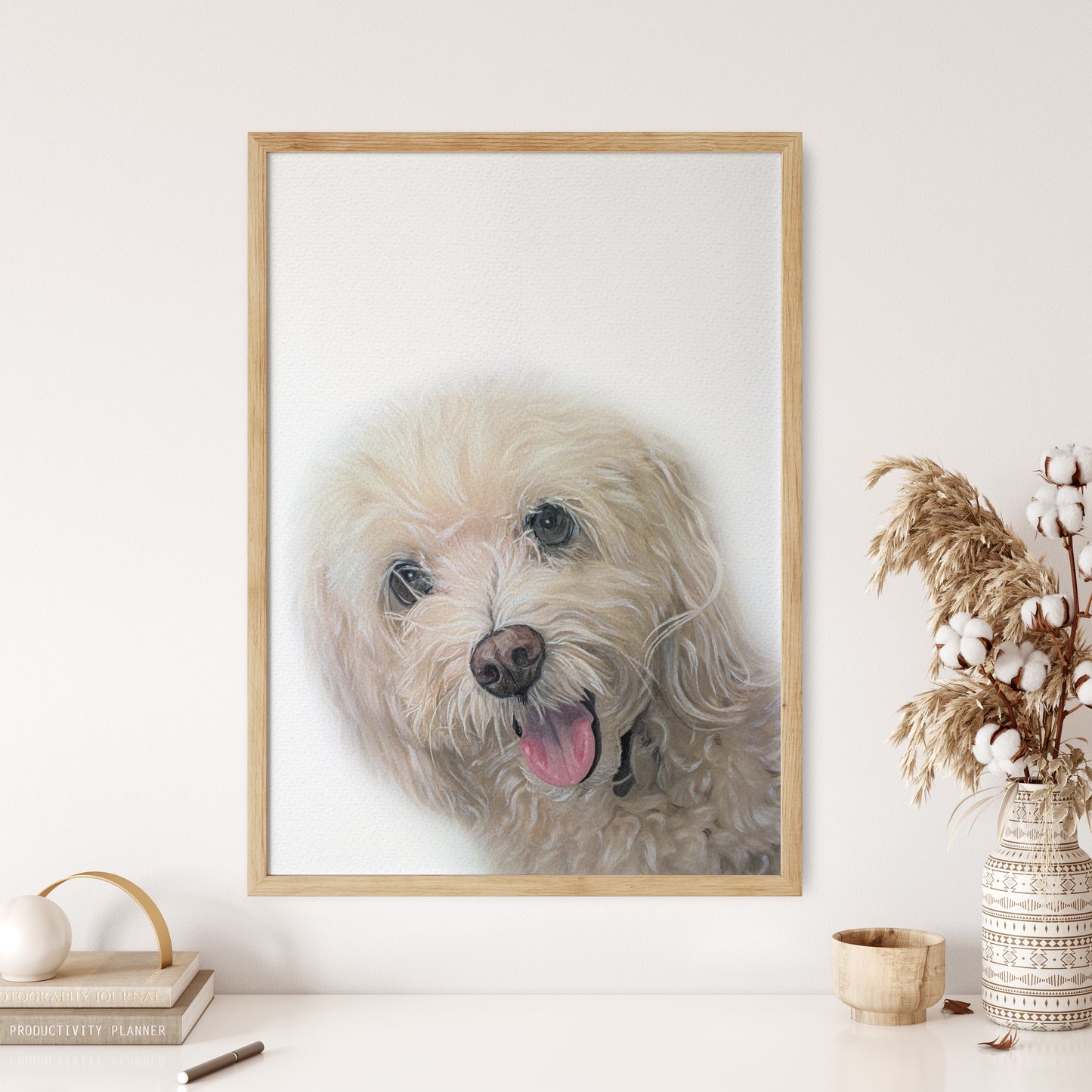 Corner Peekaboo Custom Dog Portrait From Photo 100% Watercolor Hand Painted