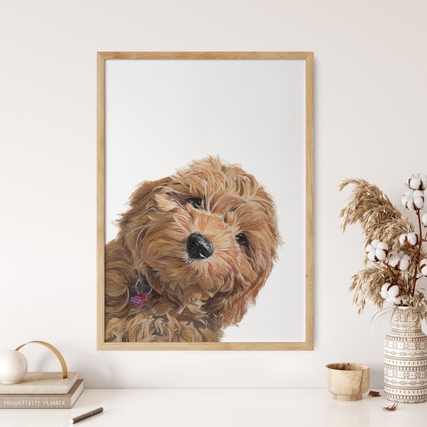 Corner Peekaboo Custom Dog Portrait From Photo 100% Watercolor Hand Painted