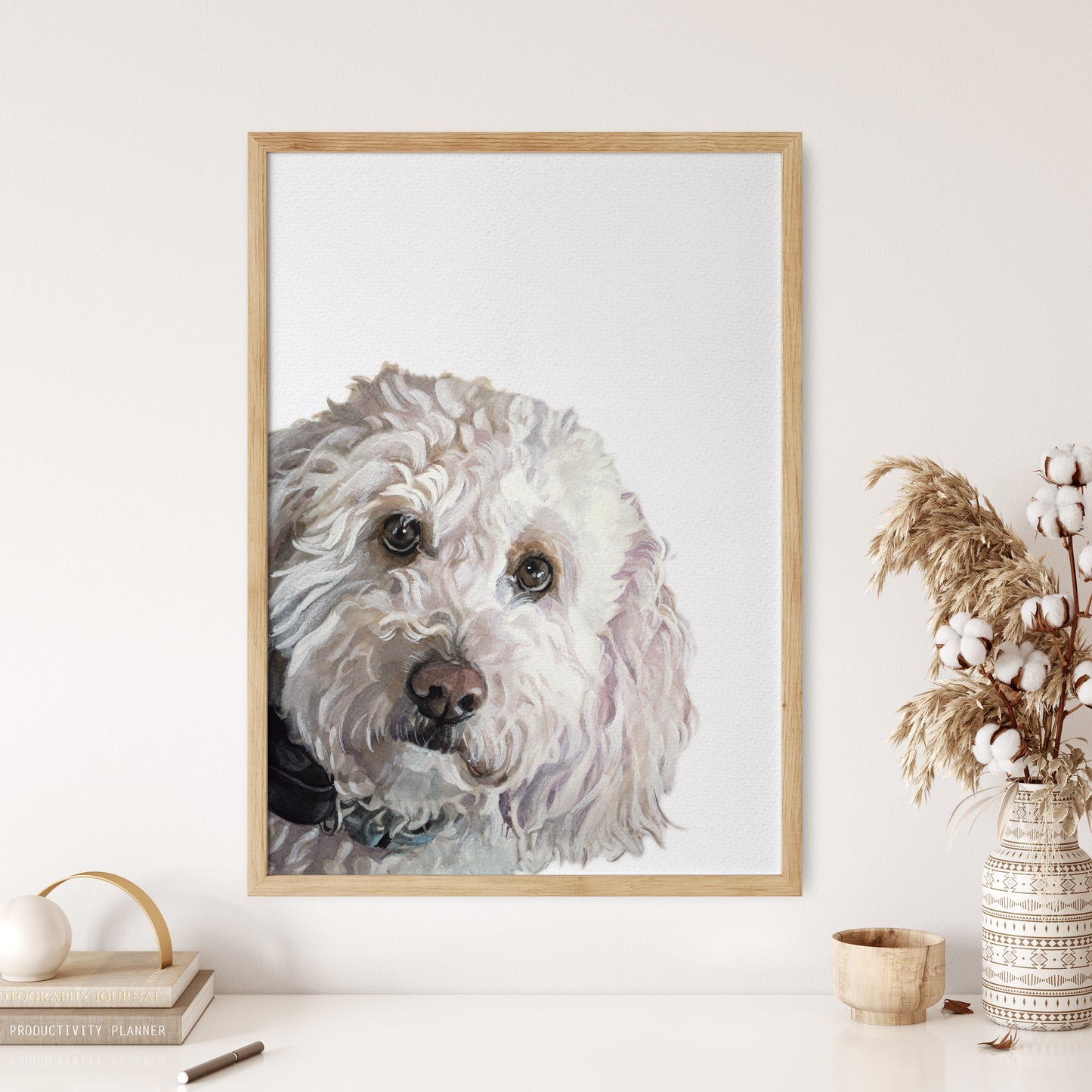 Corner Peekaboo Custom Dog Portrait From Photo 100% Watercolor Hand Painted