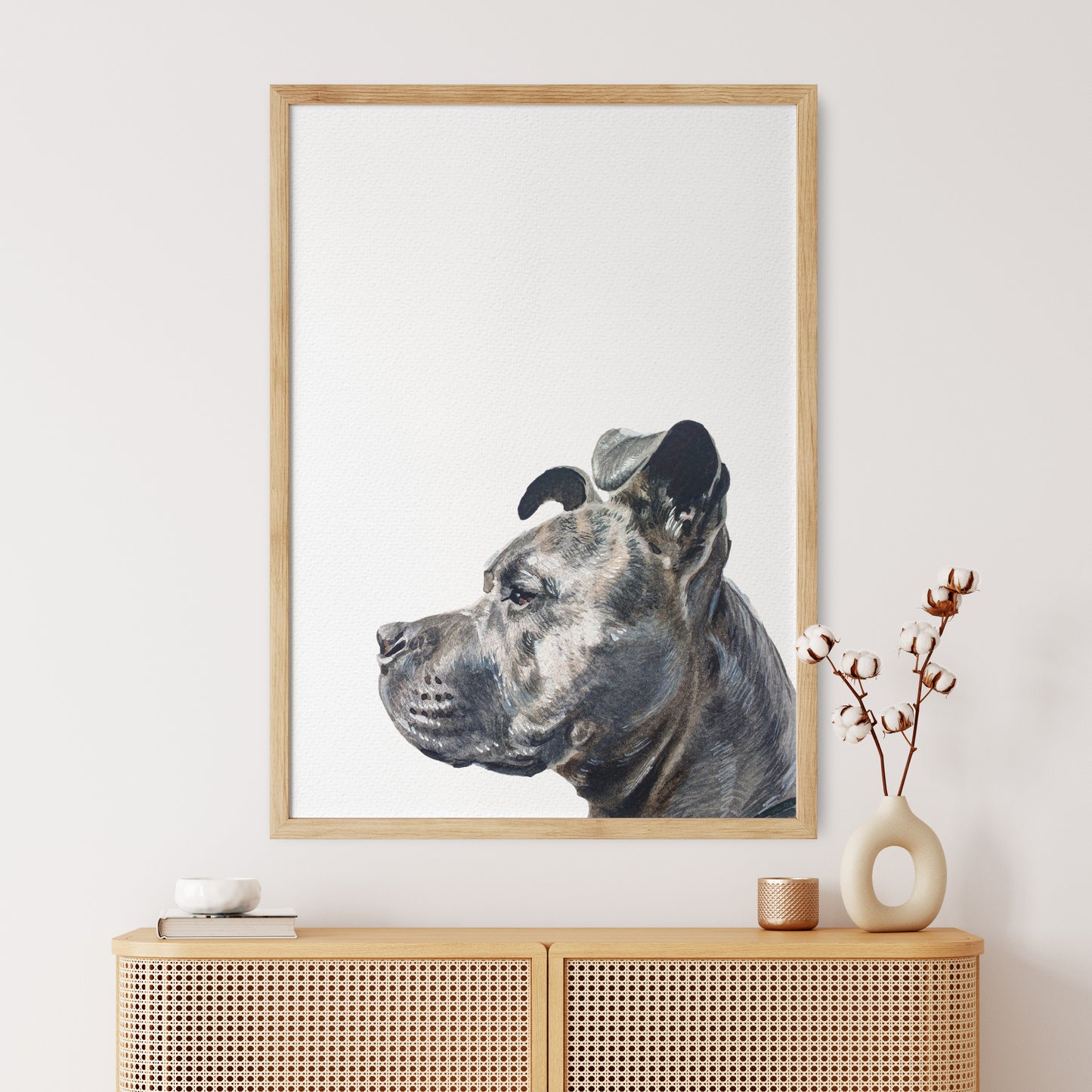 Corner Peekaboo Custom Dog Portrait From Photo 100% Watercolor Hand Painted