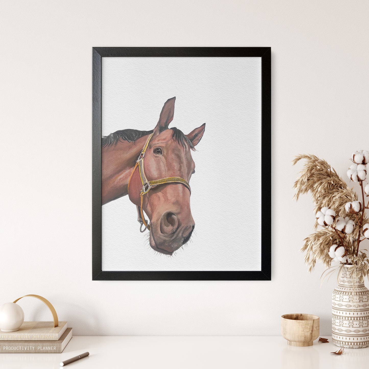 Custom Horse Portrait From Photo 100% Watercolor Hand Painting Peekaboo