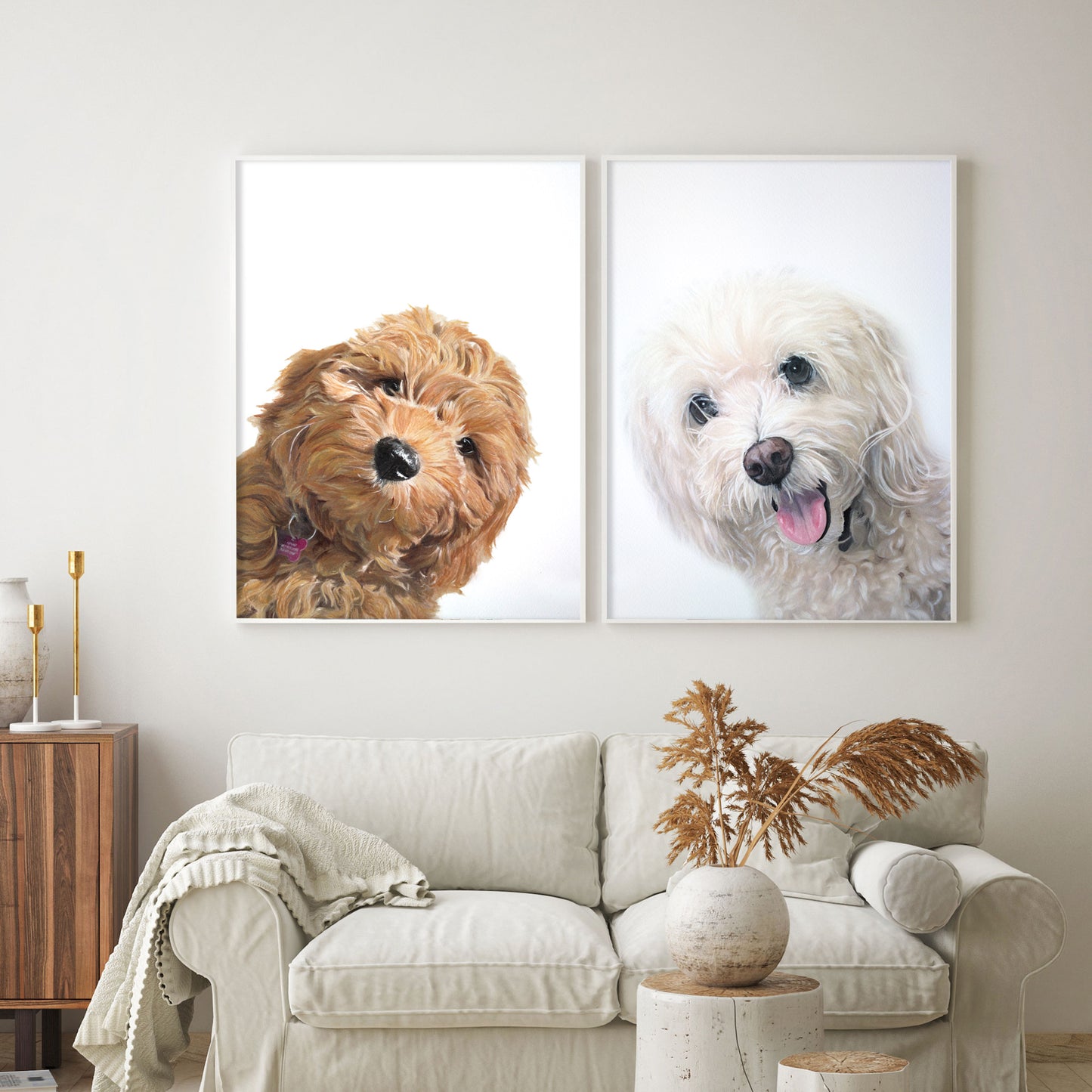 Corner Peekaboo Custom Dog Portrait From Photo 100% Watercolor Hand Painted